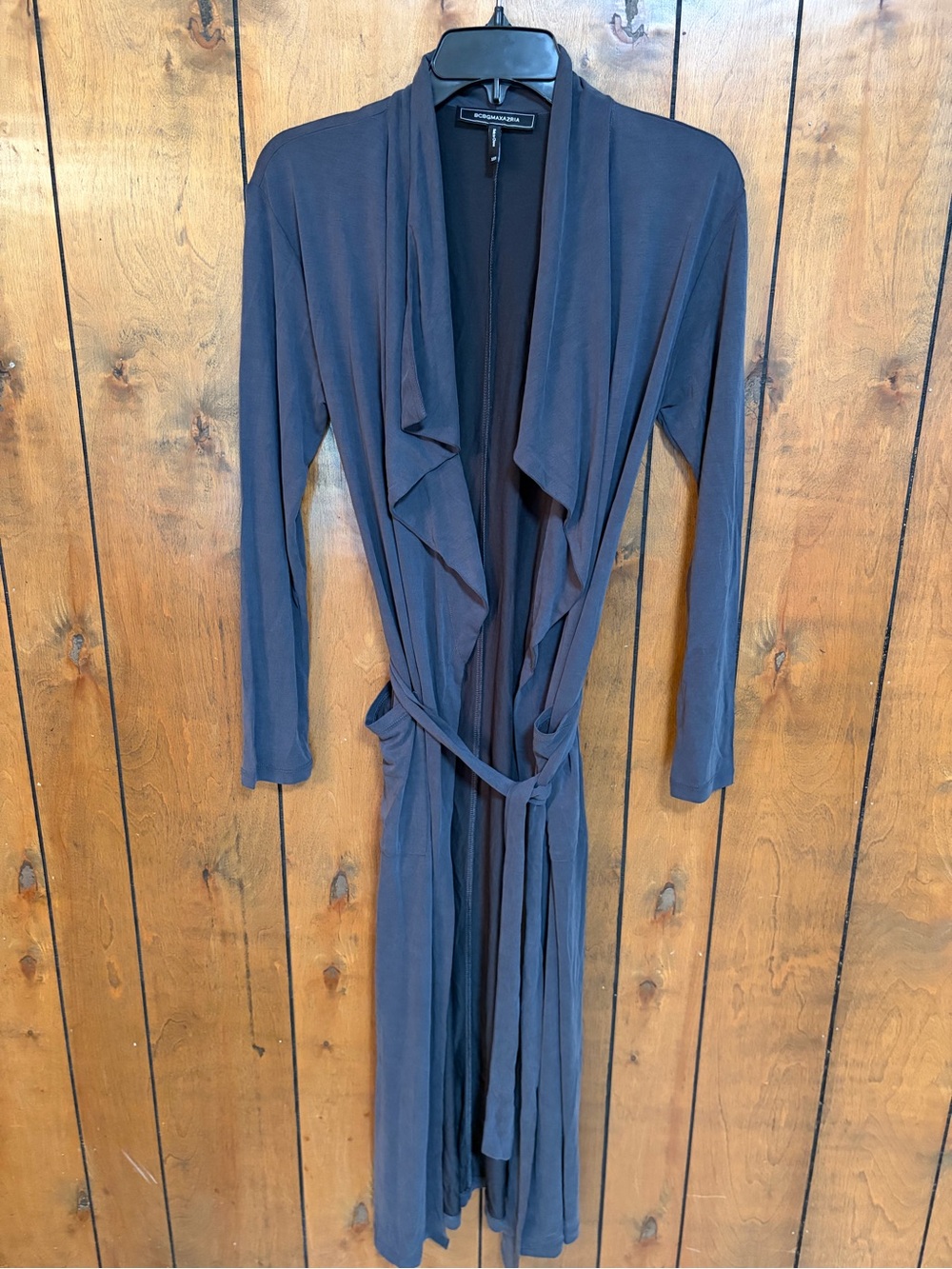 BCBGMaxAzria Navy Long Draped Tie-Waist Robe